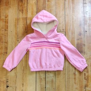 Roxy Sweatshirt 4T girls Pink Striped Hoodie Cotton Fleece Lined Hood